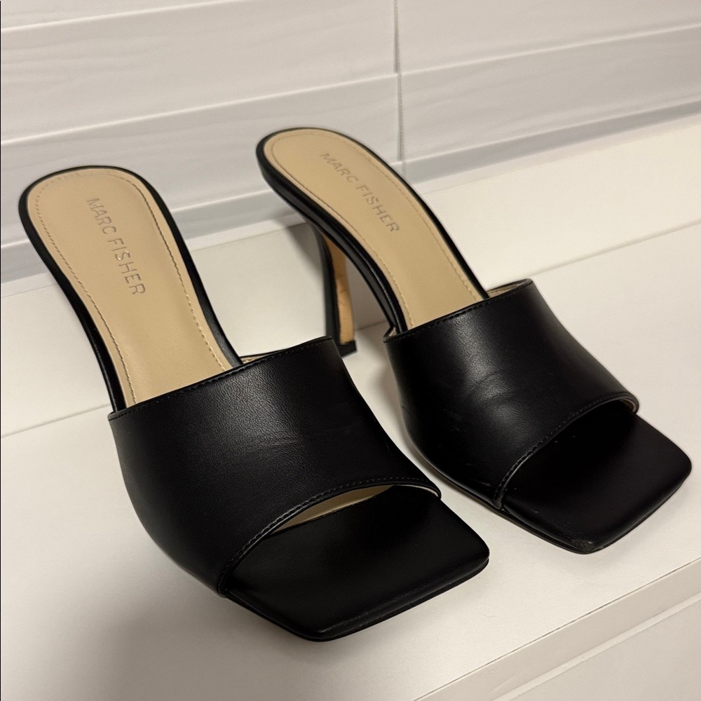 Marc Fisher Black Open-Toe Heels